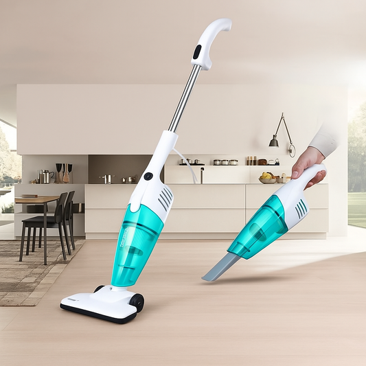 Aspirator Vertical si de Mana 2 in 1, 600W, Alb, cu Filtru HEPA, Accesorii si Control pe Maner