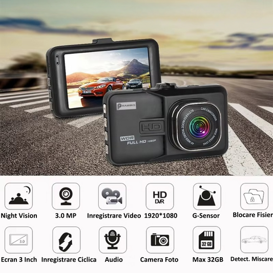 Camera auto DVR Full HD 1080P, Ecran 2.4