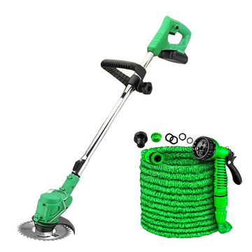 Motocoasa cu 2x acumulator reincarcabil 24v + Furtun Extensibil 60m