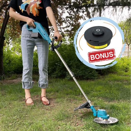 Motocoasa Electrica cu Disc 23cm, Lama Otel 23Cm, 2x Acumulatori Puternici 24v 5ah + Bonus 1x Tambur cu fir (Copy)