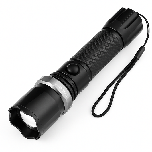 Lanterna LED 3.7W, puternica, cu acumulator, fabricata din metal, zoom reglabil, rezistenta la precipitatii
