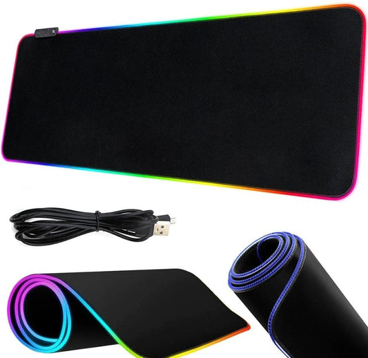 Mouse Pad Gaming cu Iluminare LED RGB 80x30CM Negru, King-Size