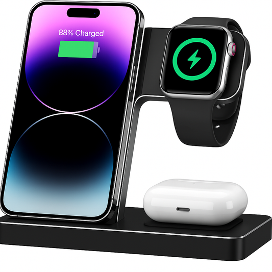 Statie incarcare 3 in 1 universala wireless Fast Charge pentru Telefon, Ceas Smart si Casti