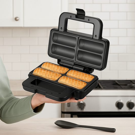 Aparat Electric Hotdog Roll 800W Toaster cu Termostat Reglabil Placi Detasabile Suprafata Antiaderenta Gatire Rapida Acasa