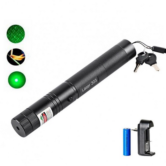 Laser verde de inalta putere, raza pana la 10 km, acumulator reincarcabil