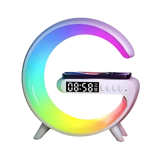 Boxa Portabila 4 în 1 cu LED RGB, Ceas, Incarcare Wireless, Lumina de Veghe si Radio FM – Bluetooth, USB, AUX