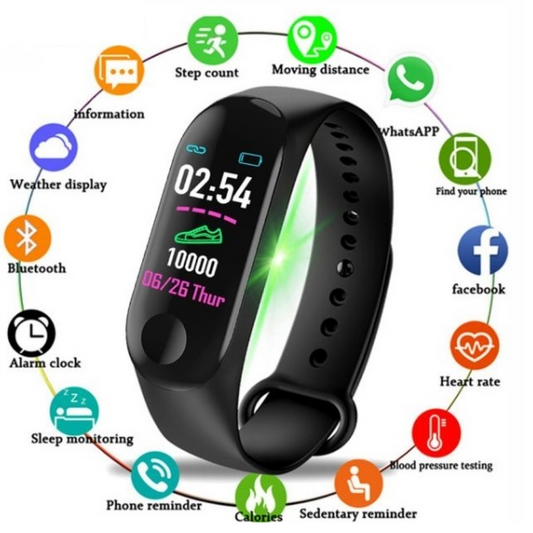 Bratara fitness inteligenta cu ecran color HD, Bluetooth, monitorizare somn si ritm cardiac, culoare neagra
