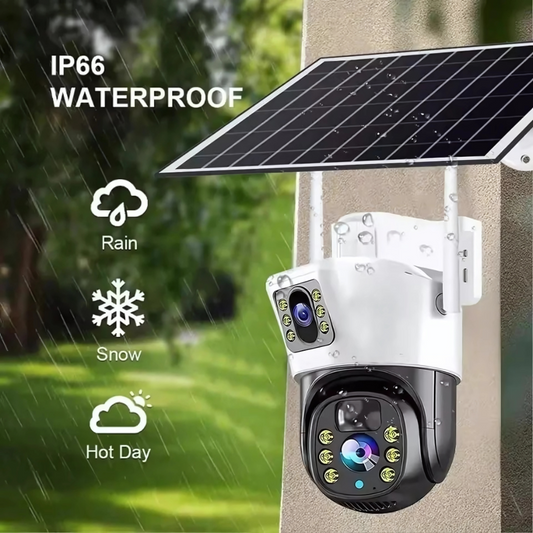 Camera de Supraveghere 4K 8MP cu Panou Solar si Conexiune 4G, Încarcare Solara Fara Priza, Alb sau Gri – Card Memorie 32GB Cadou