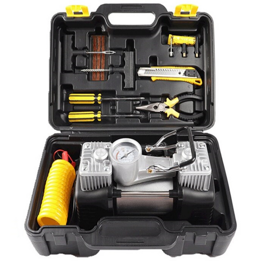 Compresor Auto in 2 Cilindri, 12V cu trusa completa pentru pana