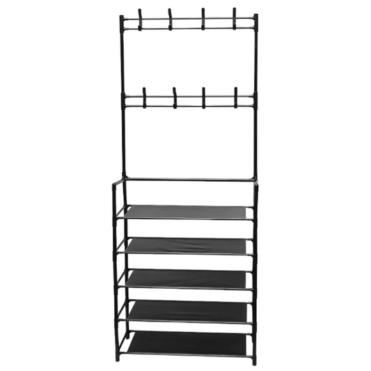 Cuier haine cu suport pentru pantofi, 4 rafturi, 80x29.5x154 cm
