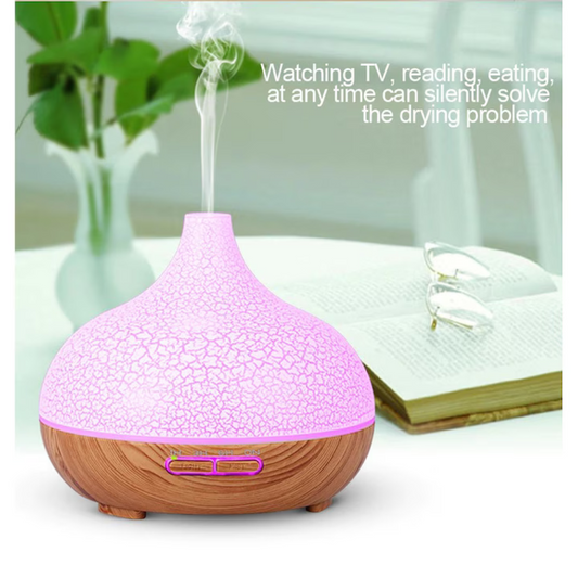 Difuzor Uleiuri Esentiale 550 ml, Umidificator Aromaterapie, Ultrasunete, Design 3D Bamboo