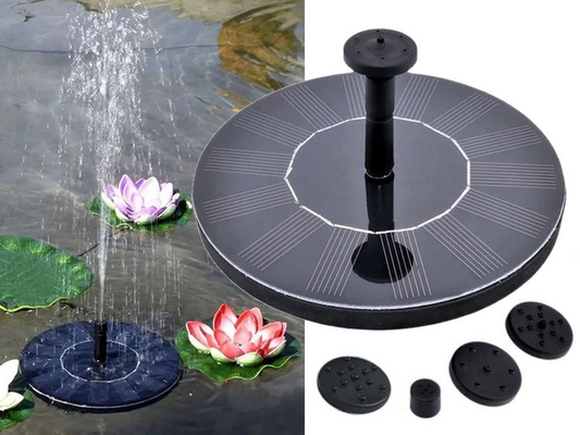 Fantana arteziana cu panou solar si acumulator, 6 duze interschimbabile, 16x16 cm