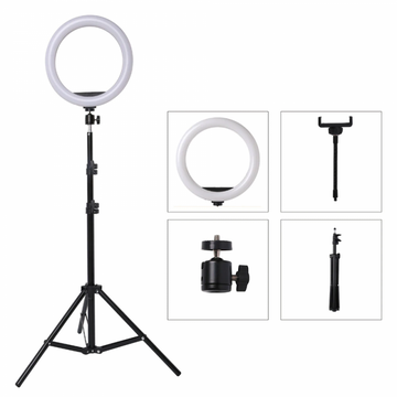 Lampa circulara LED 50W cu trepied reglabil 155cm si suport selfie pentru telefon, iluminare profesionala foto-video