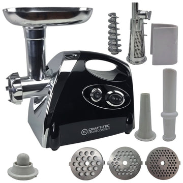 Masina de tocat carne Craft-Tec 3800W, motor din cupru, 3 site incluse, functie revers, performanta profesionala pentru bucatarie