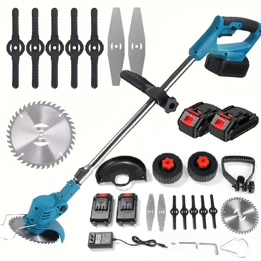 Motocoasa Electrica 3-in-1 PRO 48V cu 2 Roti si Acumulator Li-Ion – Taie Iarba, Gard Viu si Crengi Groase