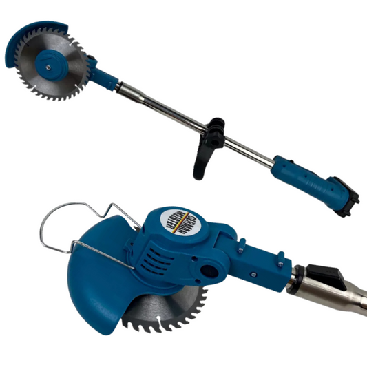 Motocoasa electrica 36V cu 2 acumulatori Li-Ion, 3 discuri de taiere, 7 lame interschimbabile, incarcator rapid inclus