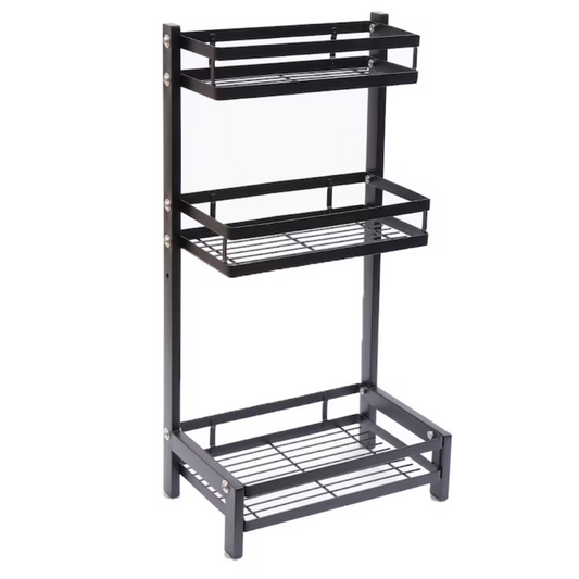 Raft condimente 3 polite, inox negru, etajera bucatarie 60cm
