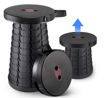 Scaun rotund portabil, pliabil telescopic, retractabil si extensibil pentru camping sau calatorii