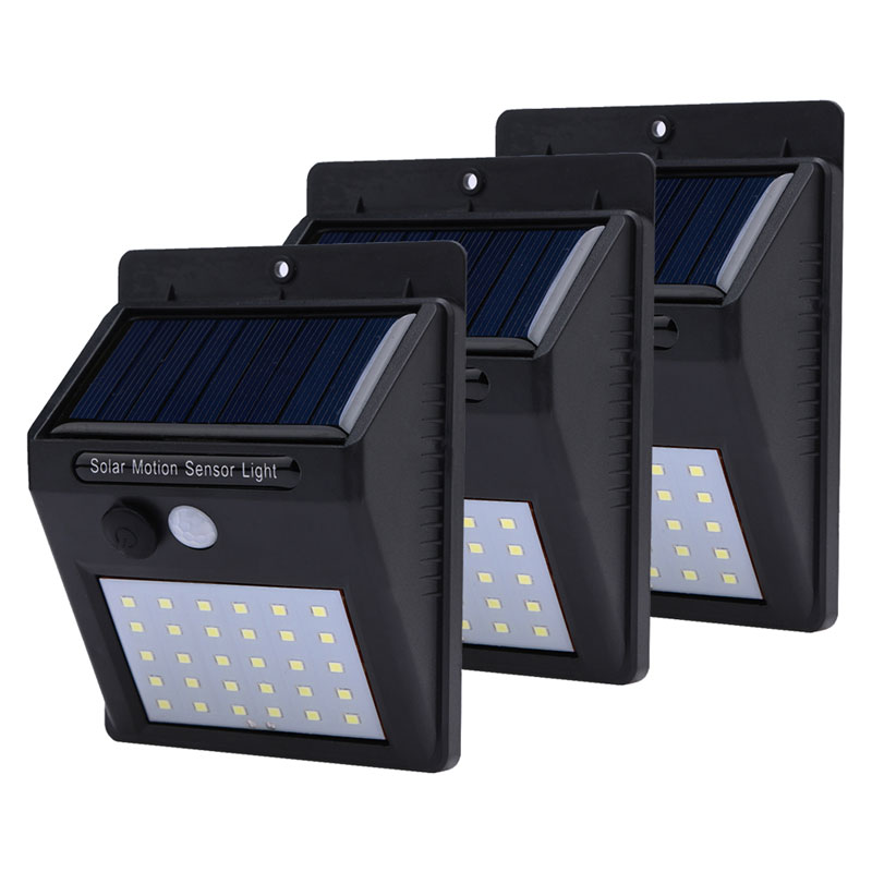Set 3 lampi solare cu incarcare automata si senzor de miscare pentru exterior