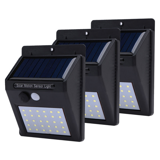 Set 3 lampi solare cu incarcare automata si senzor de miscare pentru exterior