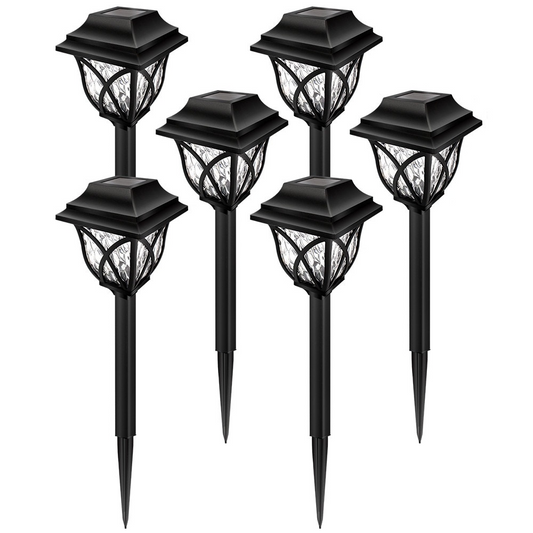 Set 6 lampi solare decorative pentru gradina, lumina calda, senzor automat de lumina, functionare pe timp de noapte