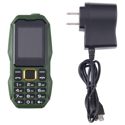 Telefon militar Dual SIM cu carcasa antisoc, acumulator 5800mAh, lanterna, radio FM si slot SIM, ideal pentru activitati outdoor si utilizare intensa