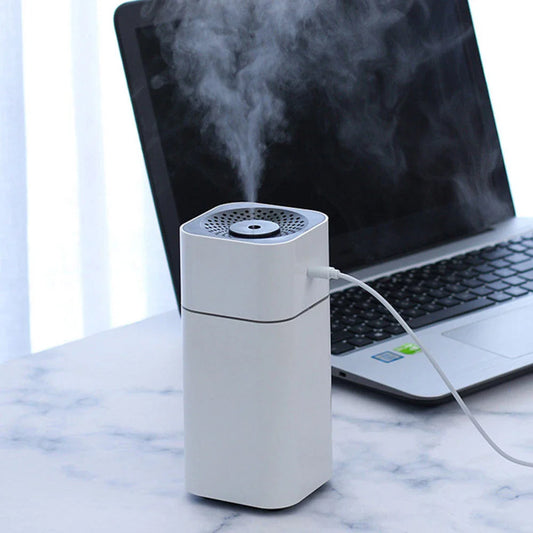 Umidificator Mini USB Portabil 300ml, LED Colorat, 2 Moduri de Pulverizare, Silentios, Lumina de Noapte, Oprire Automata