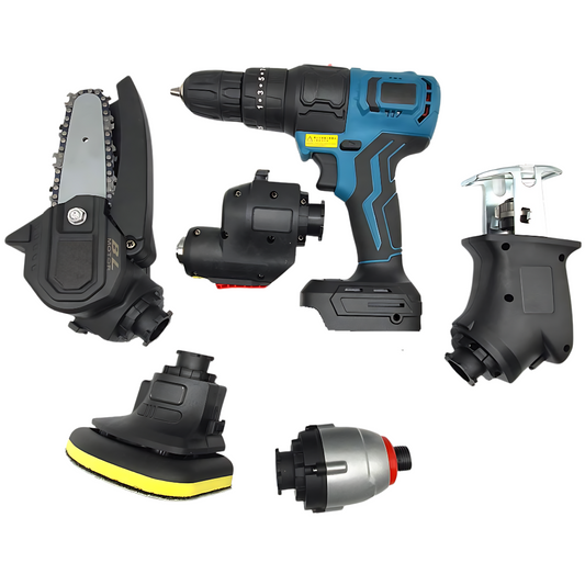 Unealta multifunctionala 6 in 1, Bormasina, Drujba, Ferastrau, Surubelnita, Slefuitor, 48V