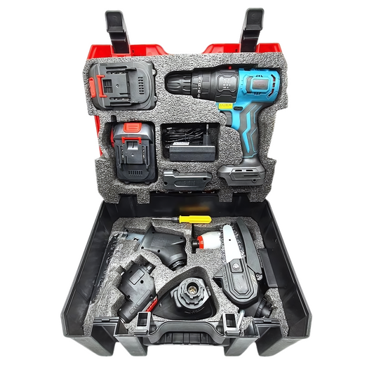 Unealta multifunctionala 6 in 1, Bormasina, Drujba, Ferastrau, Surubelnita, Slefuitor, 48V